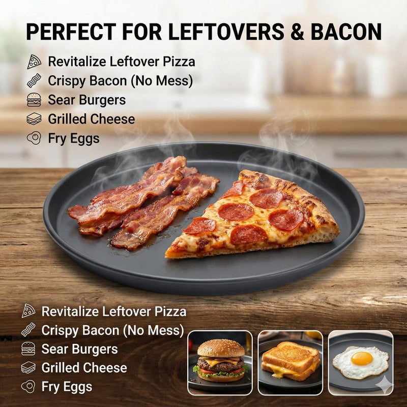 MACONEE 10inch Universal Microwave Crisper Pan/Microwave Cookware Browning Tray, Crispy Plate, Microwave Crispers for Reheat Frozen Pizza, Chicken Nuggets French Toast with Crispy Effect! - Image 3